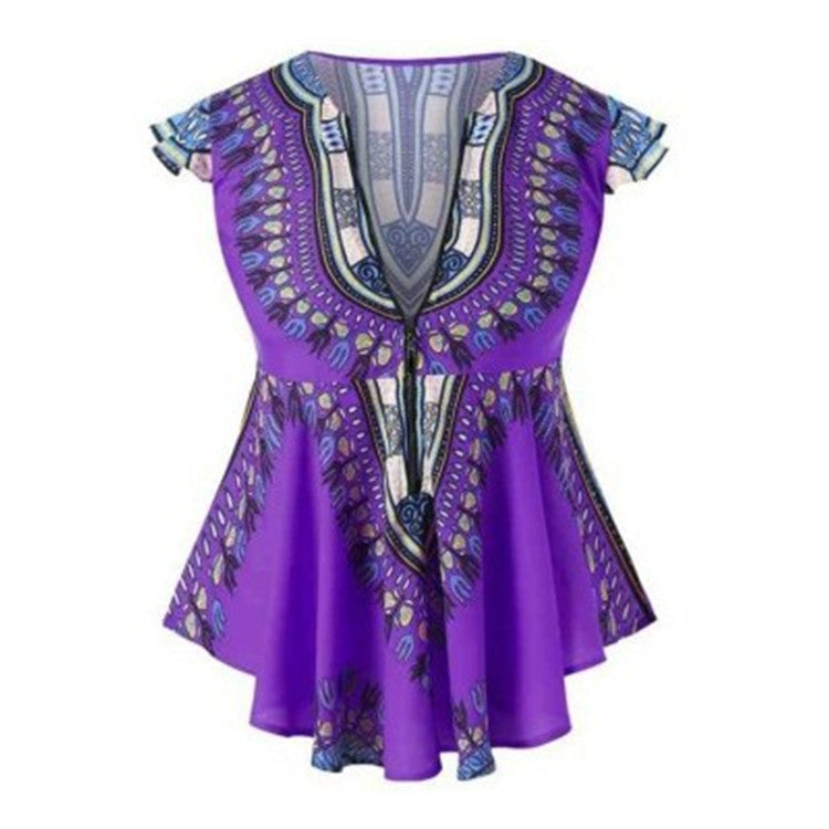 V-neck positioning digital printing top