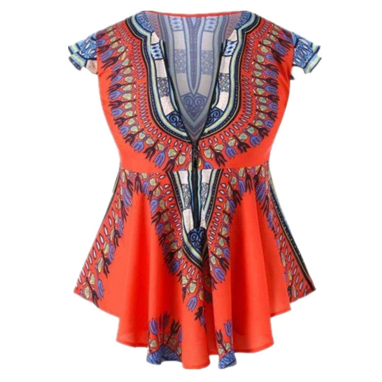 V-neck positioning digital printing top