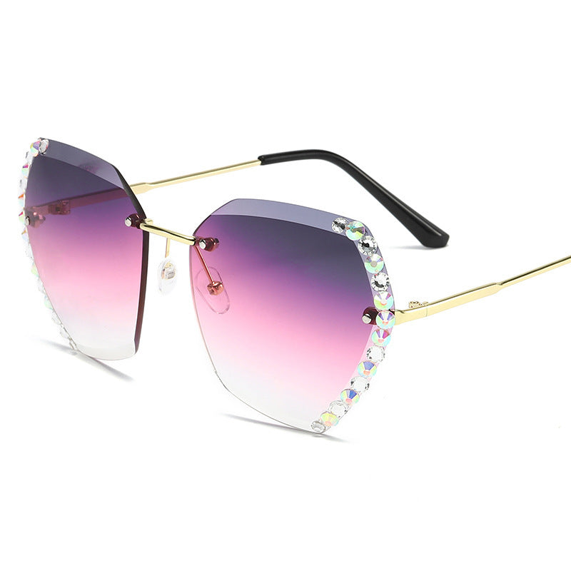 European and American Trendy Glasses Cut-edge Sunglasses Ladies Big Rimless