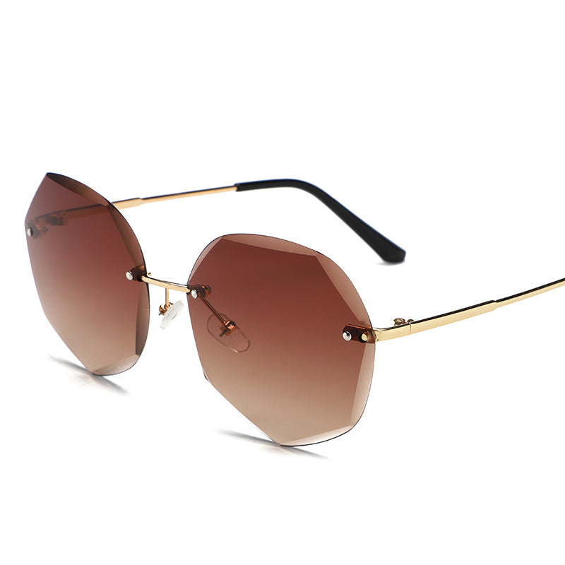 European and American Trendy Glasses Cut-edge Sunglasses Ladies Big Rimless