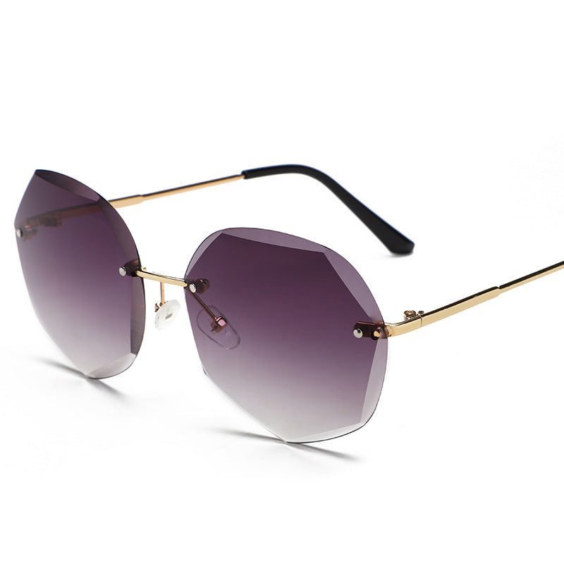 European and American Trendy Glasses Cut-edge Sunglasses Ladies Big Rimless