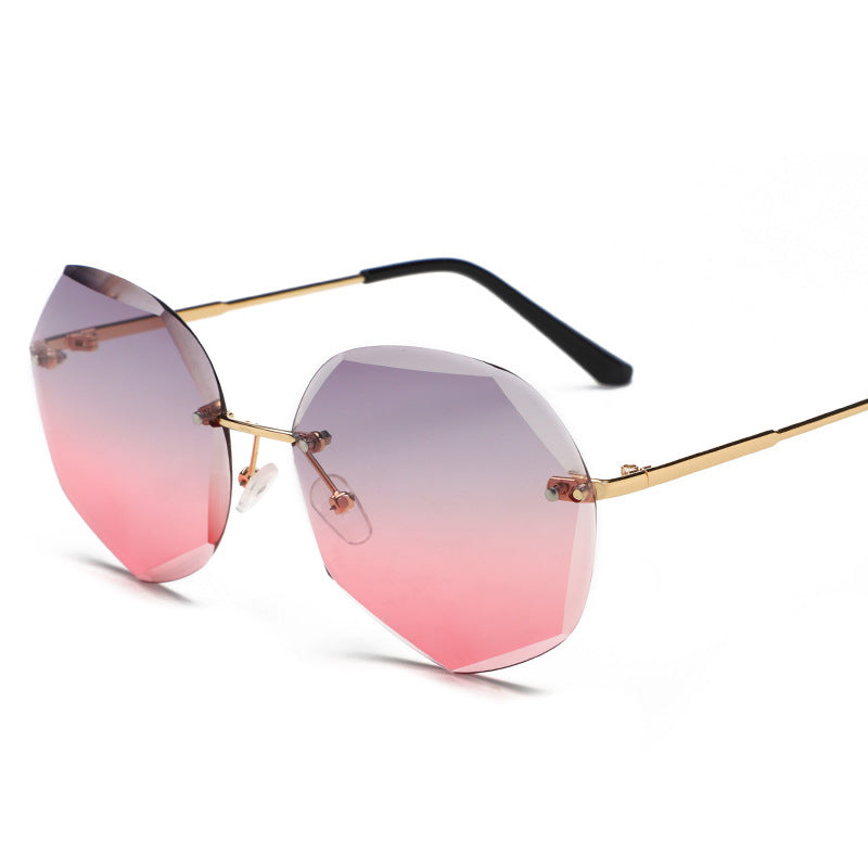 European and American Trendy Glasses Cut-edge Sunglasses Ladies Big Rimless
