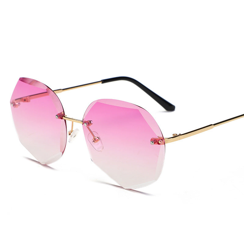 European and American Trendy Glasses Cut-edge Sunglasses Ladies Big Rimless