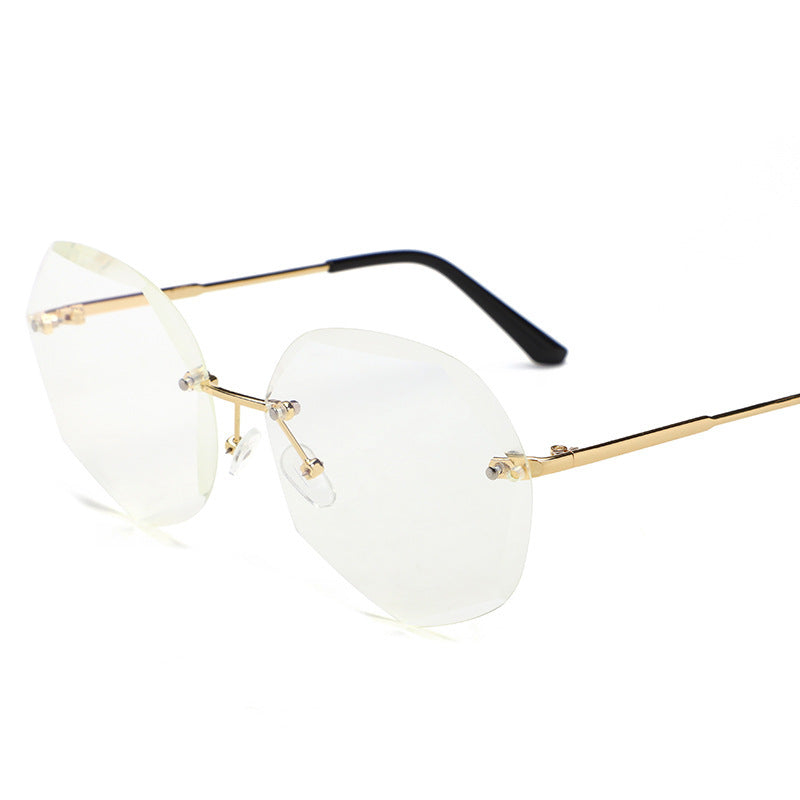 European and American Trendy Glasses Cut-edge Sunglasses Ladies Big Rimless