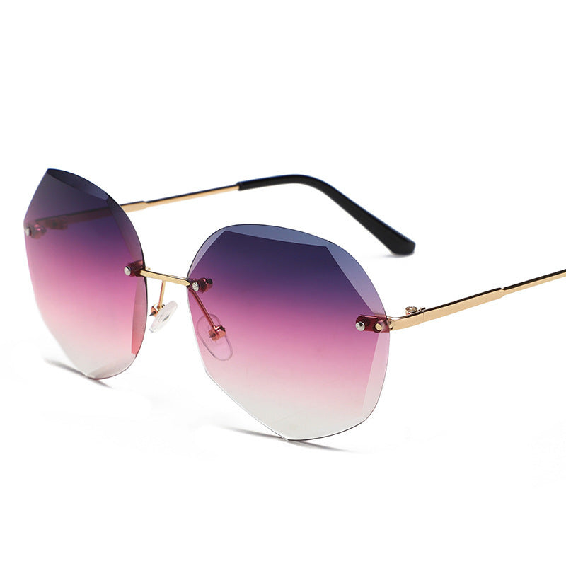 European and American Trendy Glasses Cut-edge Sunglasses Ladies Big Rimless