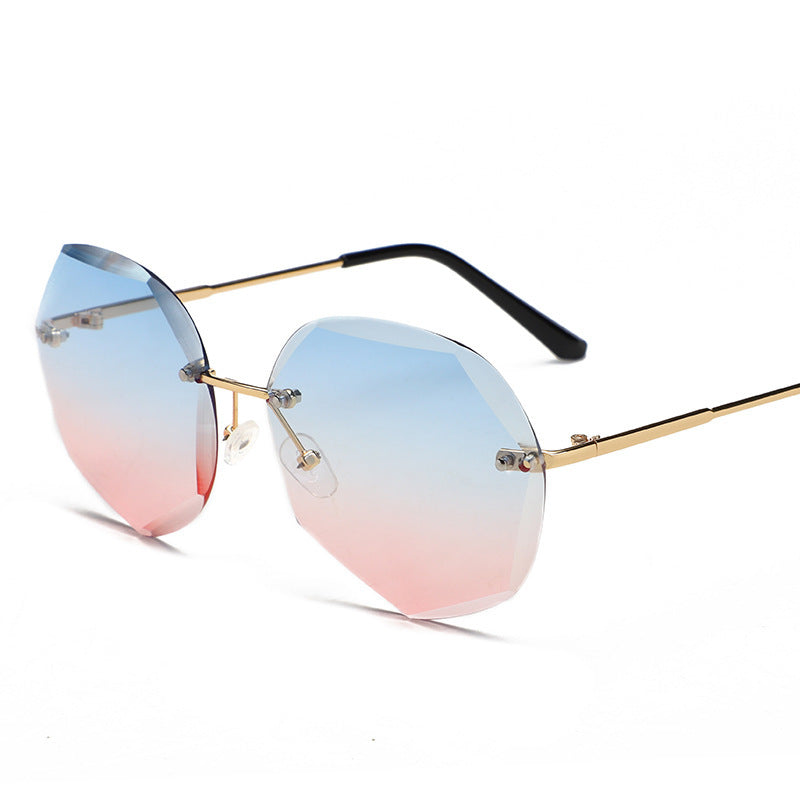 European and American Trendy Glasses Cut-edge Sunglasses Ladies Big Rimless