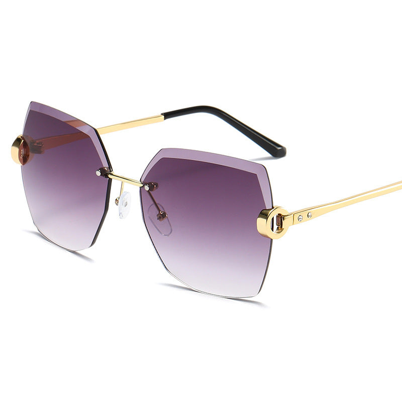 European and American Trendy Glasses Cut-edge Sunglasses Ladies Big Rimless