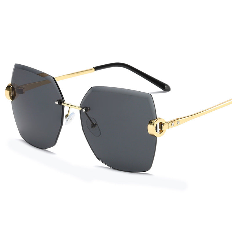 European and American Trendy Glasses Cut-edge Sunglasses Ladies Big Rimless