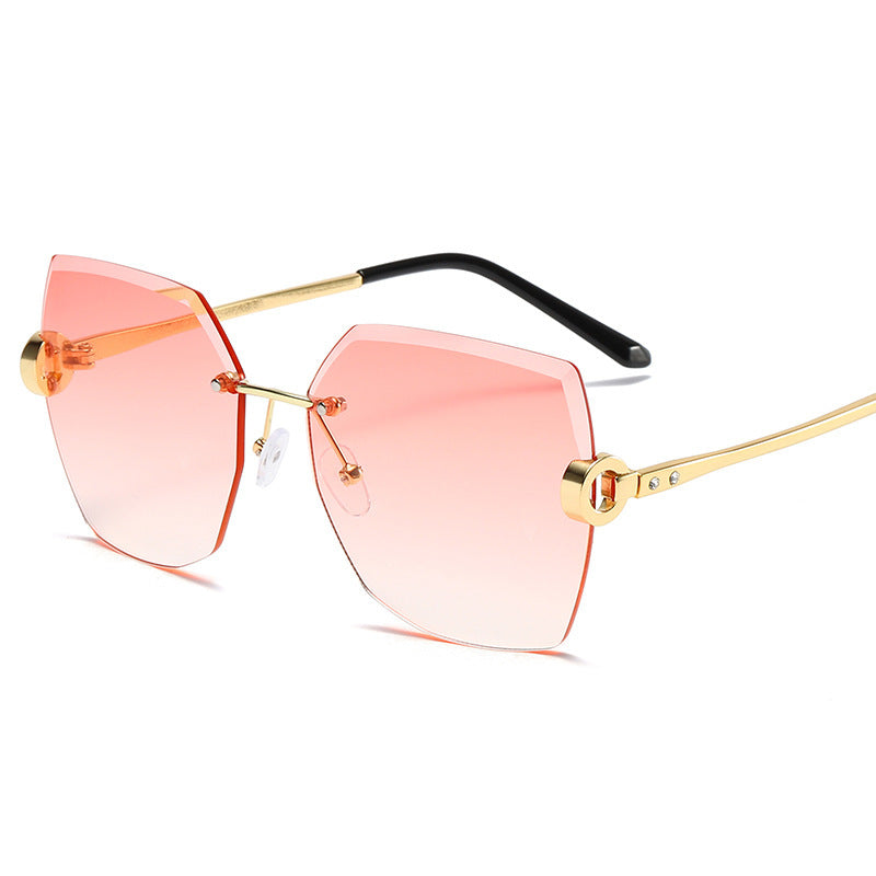 European and American Trendy Glasses Cut-edge Sunglasses Ladies Big Rimless
