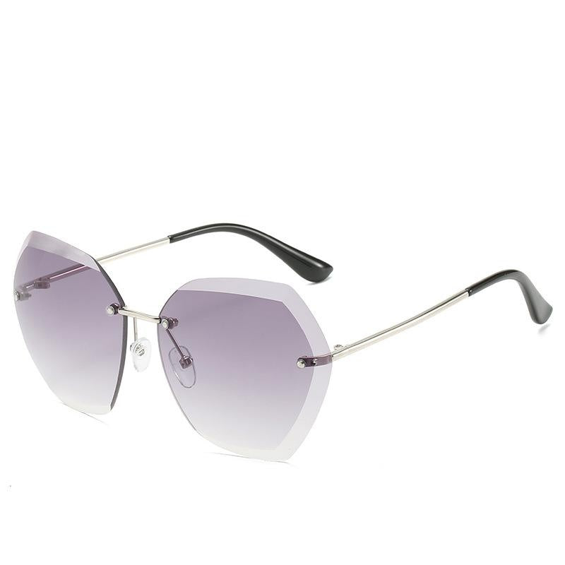 European and American Trendy Glasses Cut-edge Sunglasses Ladies Big Rimless
