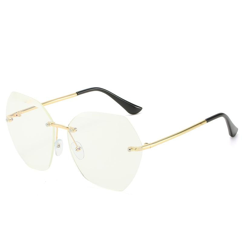 European and American Trendy Glasses Cut-edge Sunglasses Ladies Big Rimless