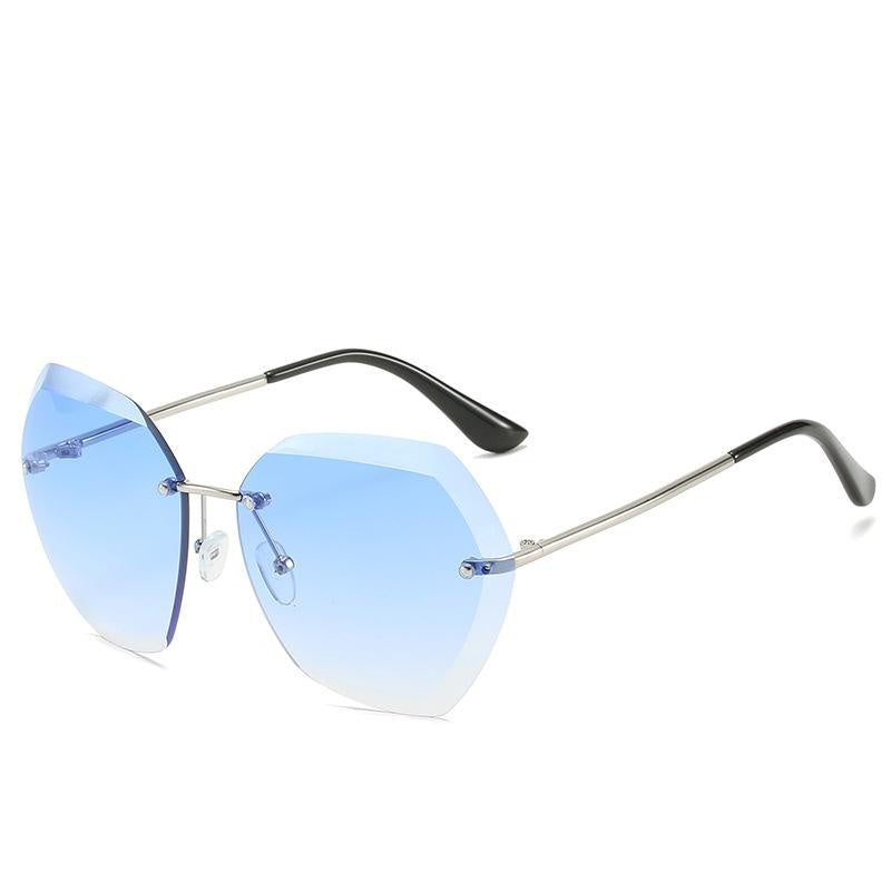 European and American Trendy Glasses Cut-edge Sunglasses Ladies Big Rimless