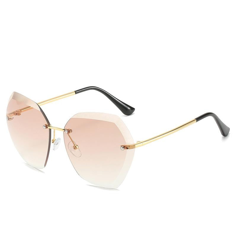 European and American Trendy Glasses Cut-edge Sunglasses Ladies Big Rimless