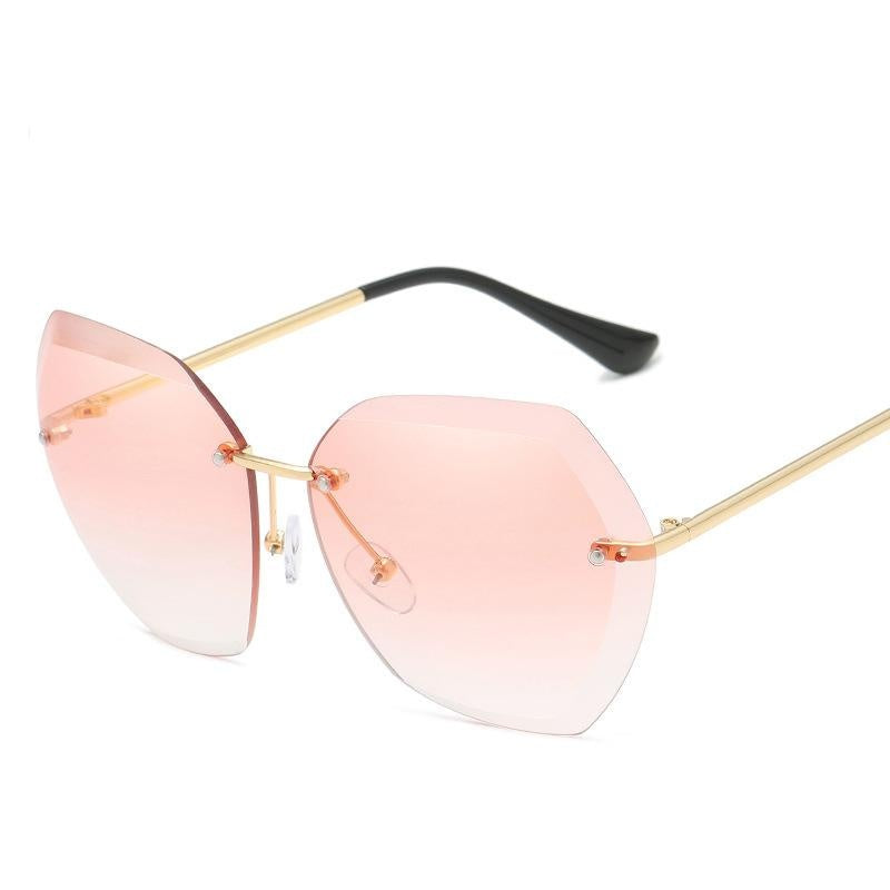 European and American Trendy Glasses Cut-edge Sunglasses Ladies Big Rimless