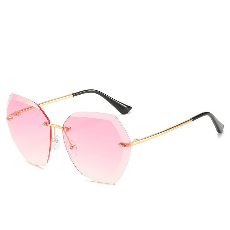 European and American Trendy Glasses Cut-edge Sunglasses Ladies Big Rimless