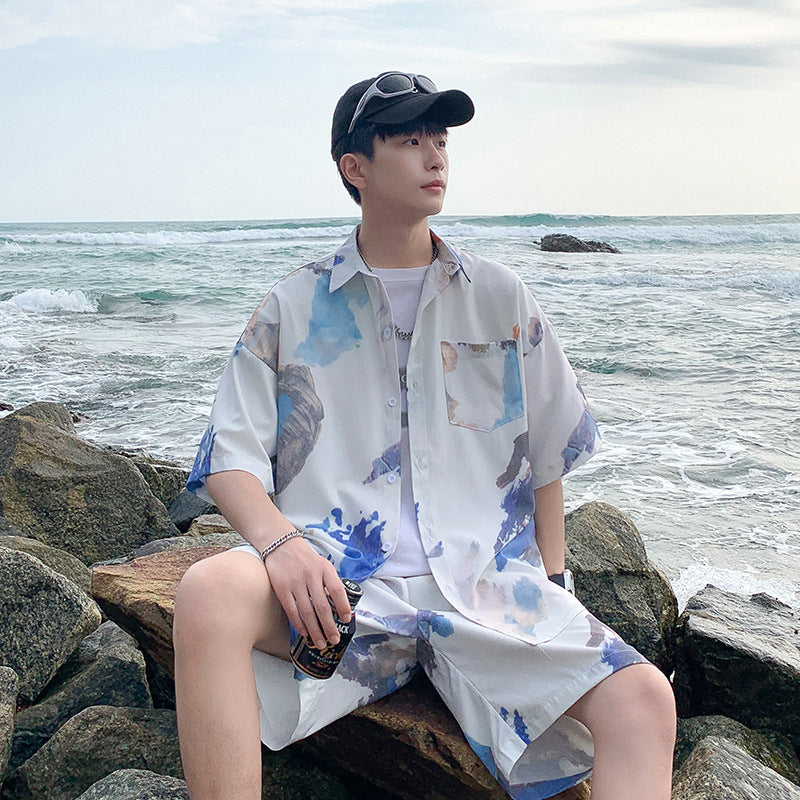 Beach Graffiti Cool Short Sleeve Shirt Outfit