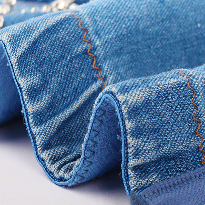 Denim Beaded Tube Top Body Sculpting Costumes