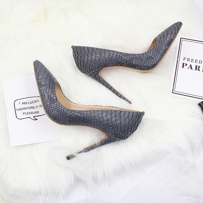Pointed snake high heels