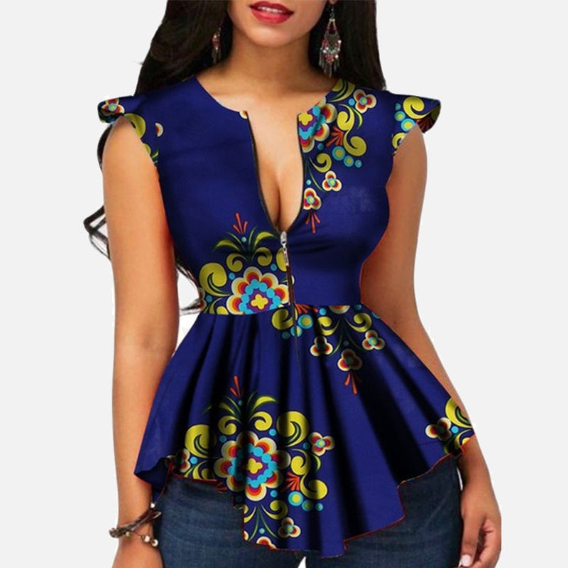 V-neck positioning digital printing top