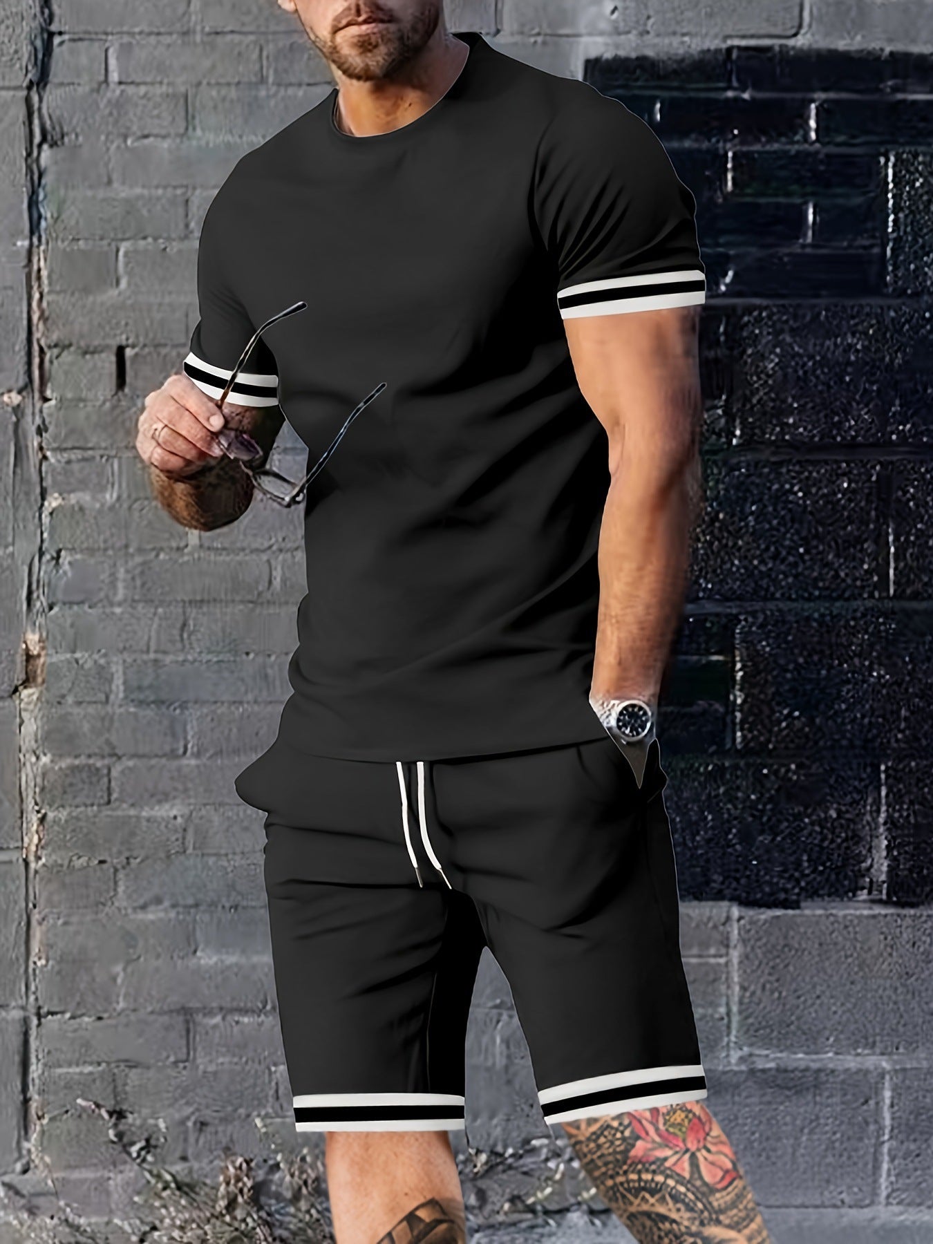 Men's Short-sleeved T-shirt Casual Shorts Two-piece Set
