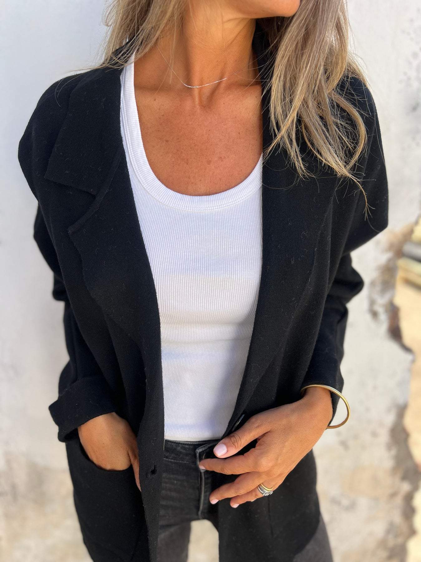 Casual Lapel Jacket With Pockets Fashion Versatile Long Sleeve Outwear