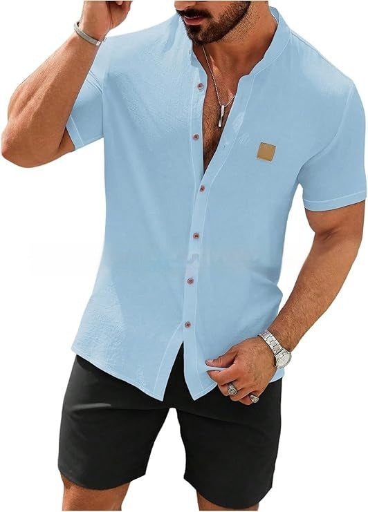 Fashion Summer Button Linen New Men's Shirt