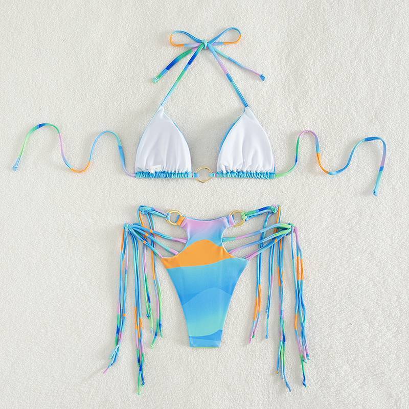 Gradient Tassel Women's European And American Swimsuit Split Bikini