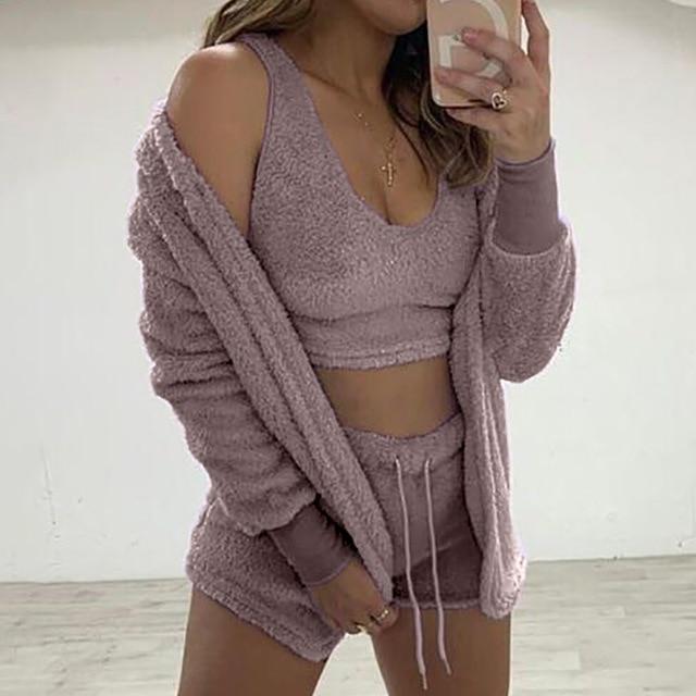 Three-piece Homewear Long-sleeved Plush Fashion Casual Three-piece Suit
