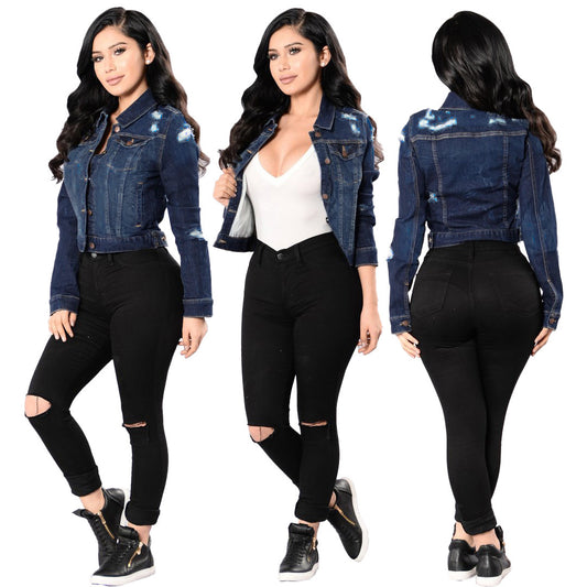 Casual Fashion Long Sleeve Ladies Denim Jacket Top