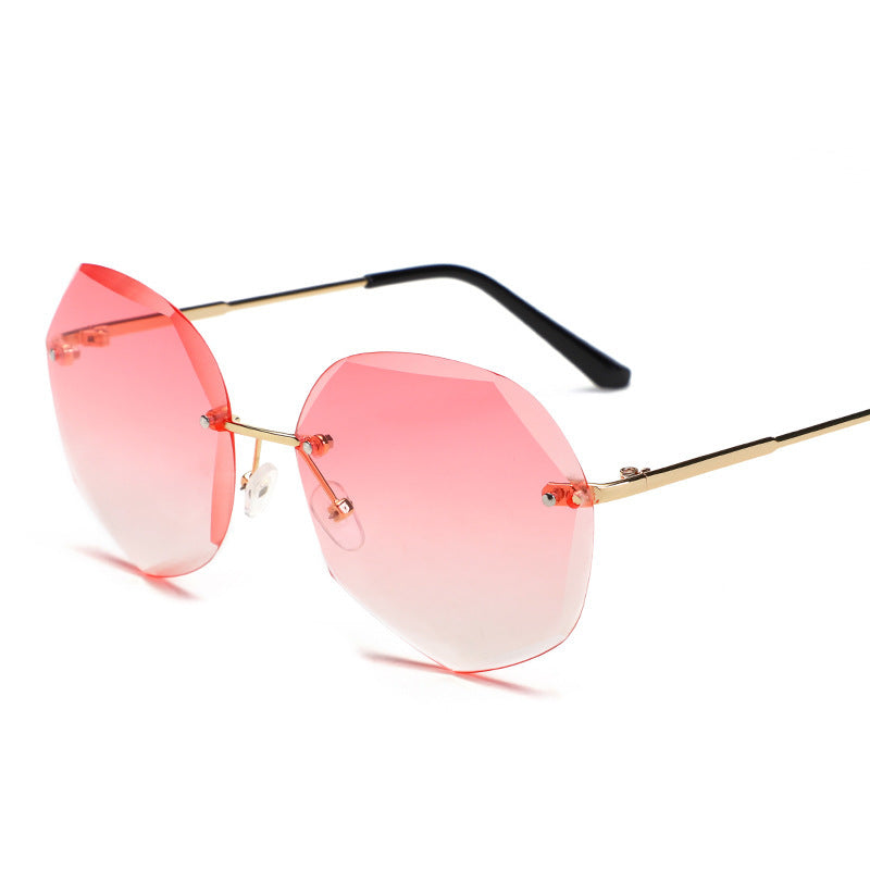 European and American Trendy Glasses Cut-edge Sunglasses Ladies Big Rimless
