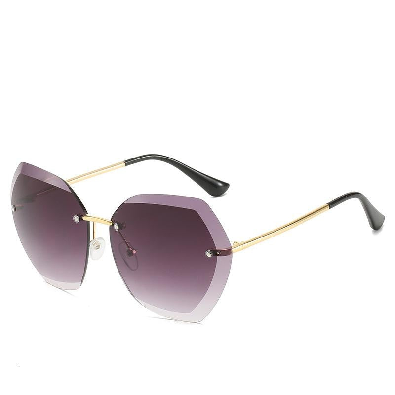 European and American Trendy Glasses Cut-edge Sunglasses Ladies Big Rimless