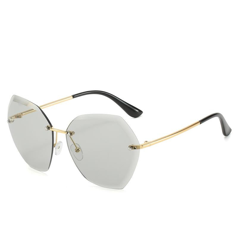 European and American Trendy Glasses Cut-edge Sunglasses Ladies Big Rimless