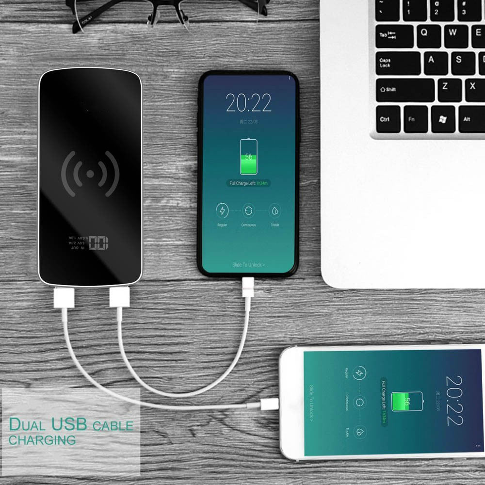 Ultra-thin Customizable Mirror Mobile Phone Wireless Charging Power Bank 10000mAh Wireless Power Bank