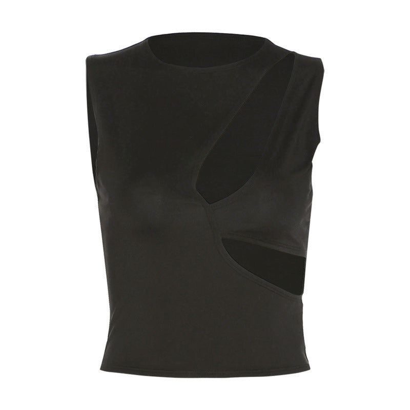 Round Neck Sleeveless Hollow Out Navel Breathable Inner Vest