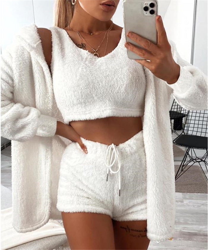 Three-piece Homewear Long-sleeved Plush Fashion Casual Three-piece Suit