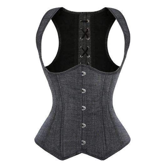 Simple Fashion Gray Denim Court Body Shaping Top