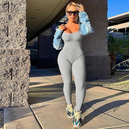 Women's body lifting hip jumpsuit