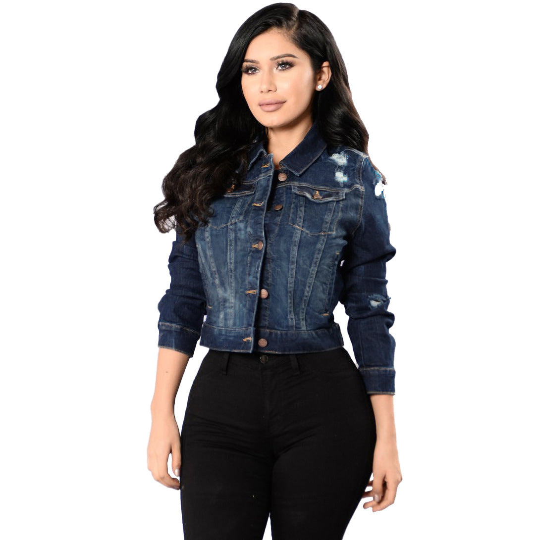 Casual Fashion Long Sleeve Ladies Denim Jacket Top