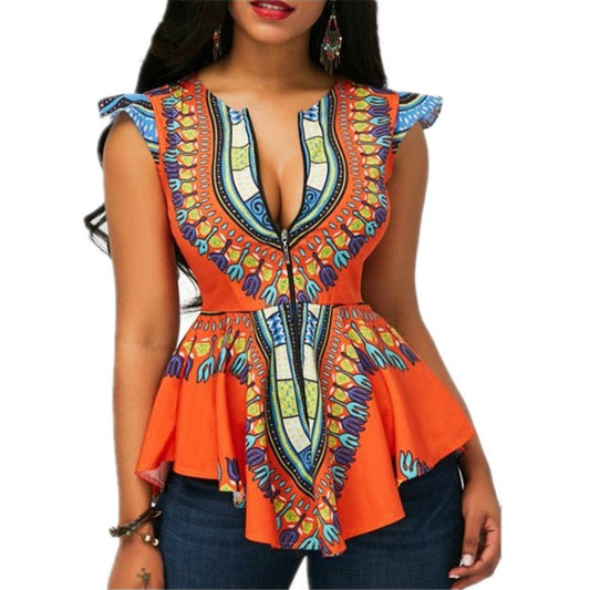 V-neck positioning digital printing top