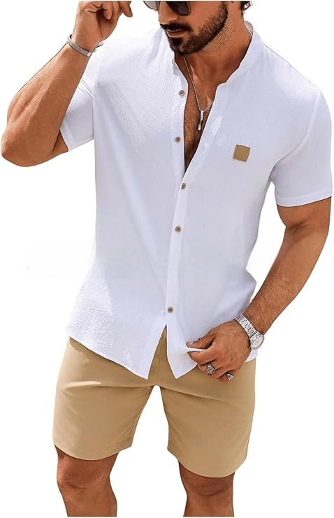 Fashion Summer Button Linen New Men's Shirt