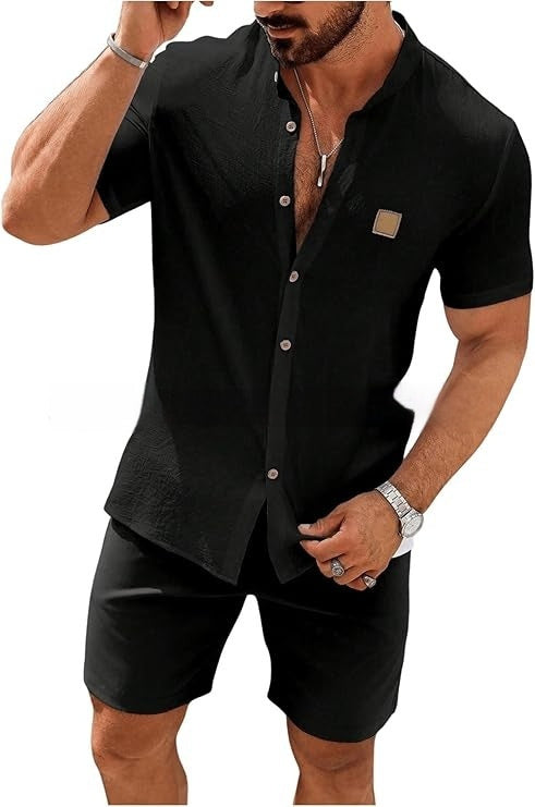 Fashion Summer Button Linen New Men's Shirt