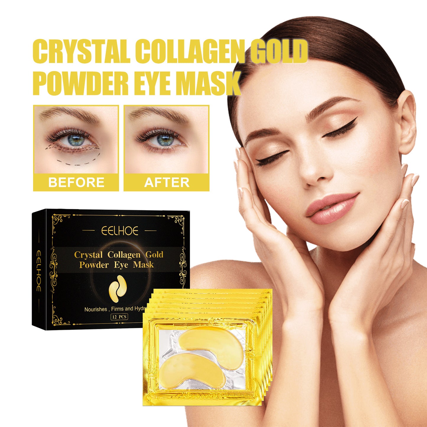 Collagen Gold Eye Mask Firming Eye Patches For Dark Circles And Puffy Eyes