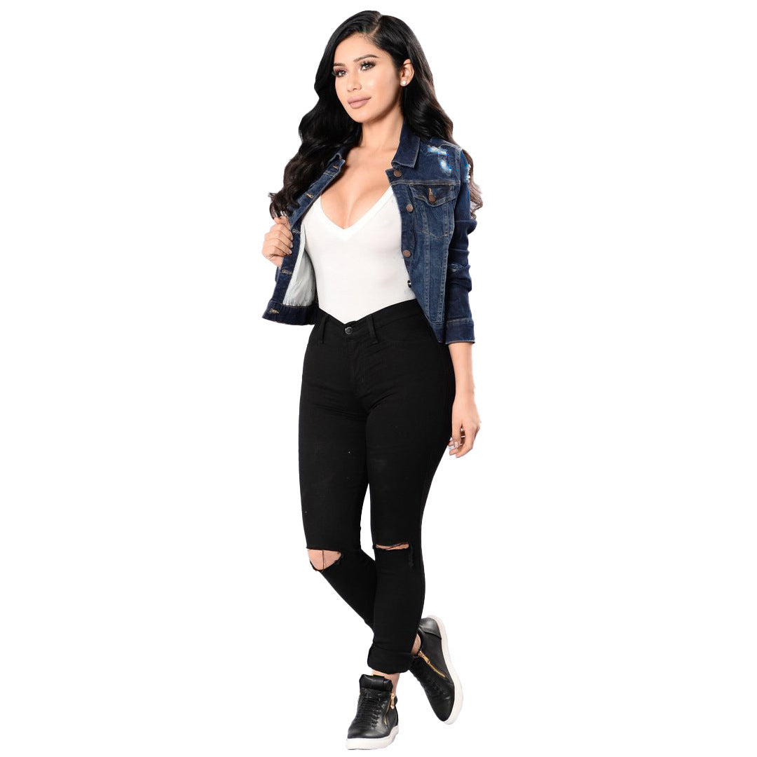 Casual Fashion Long Sleeve Ladies Denim Jacket Top
