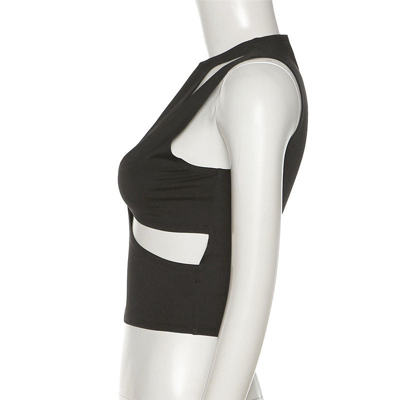 Round Neck Sleeveless Hollow Out Navel Breathable Inner Vest